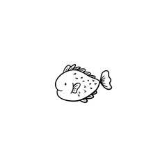 Cute drawing of a fugu fish illustration. Suitable for stickers, posters, invitation cards and wildlife infographics