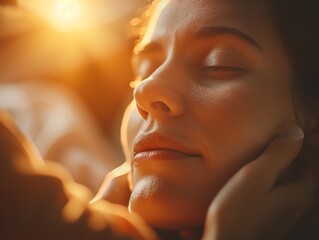 Bipolar disorder patient receiving psychological help, warm light, overtheshoulder shot, caring and nurturing environment