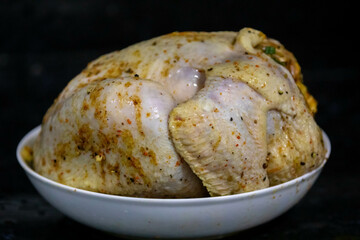 Classic seasoned chicken isolated and in selective focus