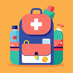 backpack with medicines without background