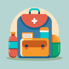 backpack with medicines without background