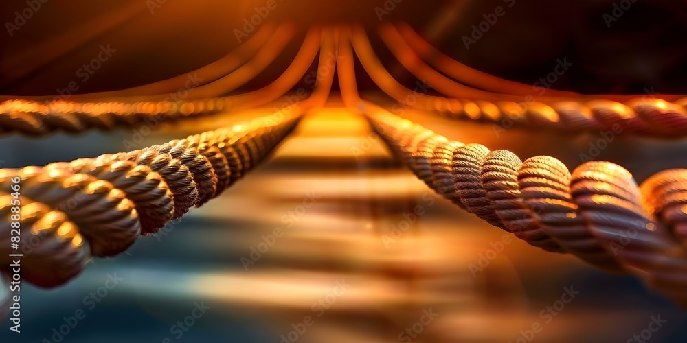Poster diverse team ropes connect in unity communicate and support each other. concept teamwork, unity, div