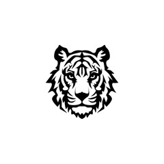 Abstract tiger head, icon logo template design, isolated white background.