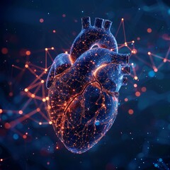 Human heart medical structure. Blood supply system. Hypertension, stroke, heart attack, arrhythmia. Heart symbolizing its vitality and importance in the human anatomy. Healthcare and medical concepts.