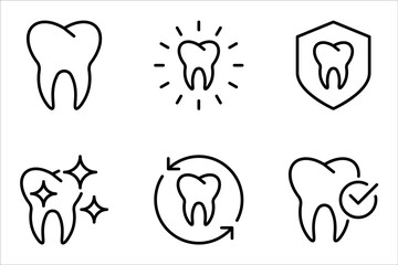Tooth icon set. Dentistry symbol. Medical sign. Dentalhealth. Tooth sign. Clean tooth. vector illustration on white background
