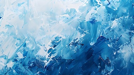 Abstract Blue and White Painting with Dynamic Brush Strokes, Ocean-Inspired Art, Cool and Serene Background, Creative Design for Marketing, Artistic Texture with Copyspace