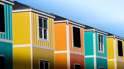 colorful houses in island city