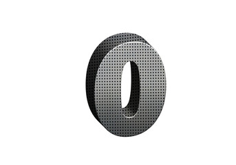 3d Steel Numbers, Alphabet Number Zero made of stainless steel material, high-resolution image of 3d font, ready to use for graphic design purposes