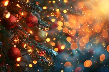 Abstract Sparkling Christmas lights Illuminating the Season with Bokeh Background