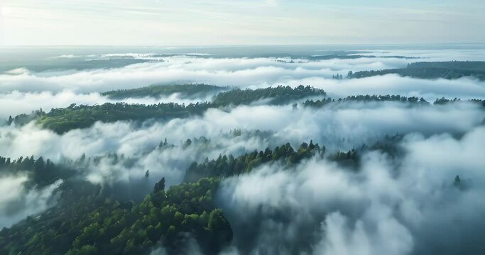 Nature's beauty illustrated by a sea of clouds above a large forest, underlining the importance of carbon capturing and storage. Carbon reduction