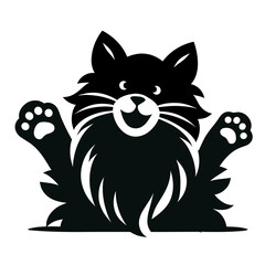 Domestic Longhair Silhouettes Vector,Domestic Longhair Cricut,cat Silhouette,cat Breeds svg,illustration of a Domestic Longhair cat standing,peeking,clearly transparent background,Akita Laser Engravin