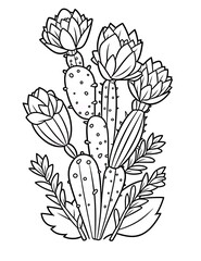 cactus flower coloring pages for kids and adults