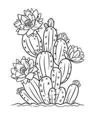 cactus flower coloring pages for kids and adults