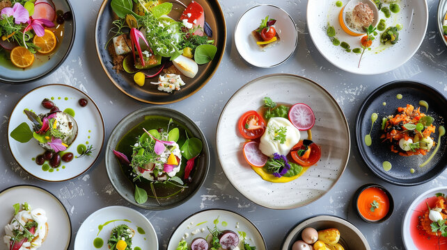 An extensive library of high-quality food photography showcasing popular culinary trends and dietary lifestyles, including plant-based dishes, gourmet cuisine, and visually appealing food presentation