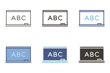 School board icon. Blackboard, whiteboard, chalkboard education classroom vector symbol graphic elements.