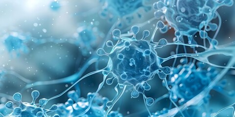 Detailed 3D rendering of basophils releasing histamine in allergic reaction process. Concept Biology, Cellular Biology, Allergy Reaction, 3D Rendering, Basophils