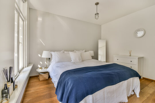 Modern minimalist bedroom with natural light