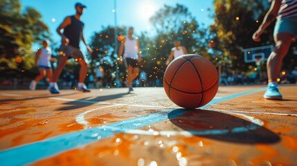 Group of People Playing a Game of Basketball