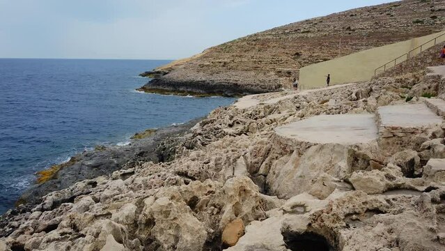 Zurrieq, Malta 24.05.2024 - Wield iz-Zurrieq eroded coast on an overcast day. High quality 4k footage