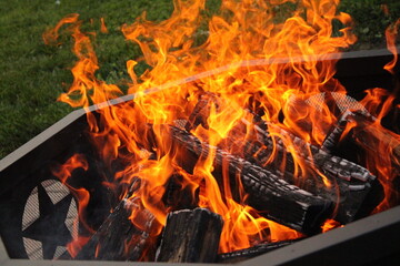 fire in a fireplace