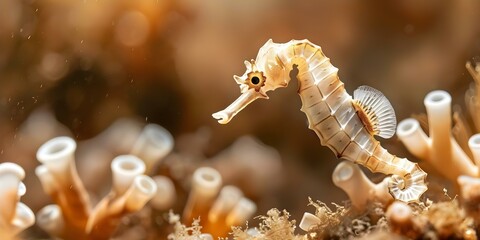 Urgent attention needed on plastic pollution harming seahorses in oceans. Concept Marine Conservation, Plastic Pollution, Seahorse Protection, Ocean Health