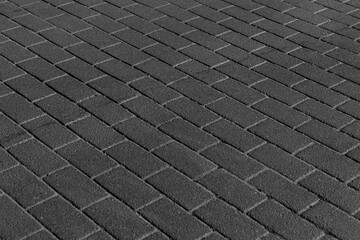 Black stone pavement texture, cobbled street