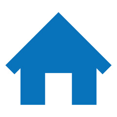 Minimalist home  web icon for UI UX design, house  residence, architecture, real estate, property, blue minimal vector illustration symbol