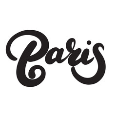Paris text lettering. Hand drawn vector art.