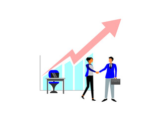 Illustration Two team leaders shake hands as a representative of cooperation. flat vector