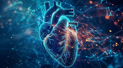 Anatomical structure heart, Intricacies of the Human Heart's Medical Structure and Blood Supply System - Highlighting Vital Health Concerns like Hypertension, Stroke, Heart Attack, and Arrhythmia.