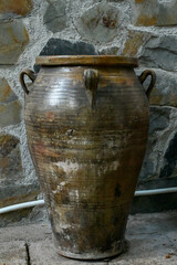 Beautiful old and large earthenware jar, Puertollano, Ciudad Real Province, Castilla-La Mancha, Spain