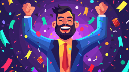 Businessman Celebrates New Year 2023 with Festive Party and Joyful Laughter
