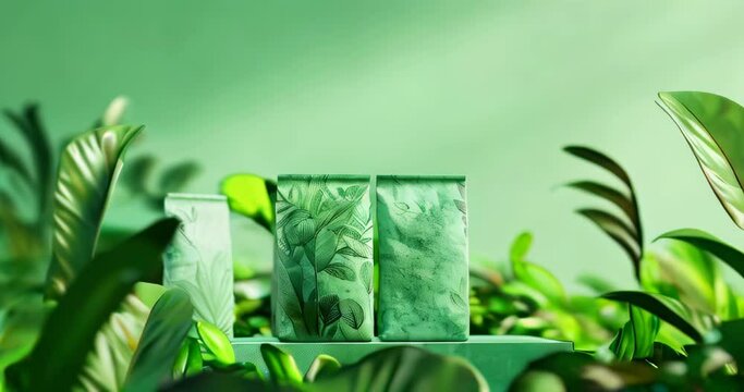 Sustainable packaging featuring biodegradable plant materials showcases modern approaches to minimizing plastic use and enhancing environmental responsibility. Sustainable carbon reduction