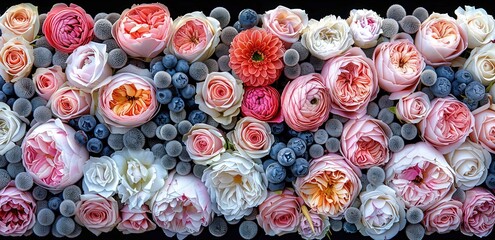 A background with various kinds of roses arranged beautifully