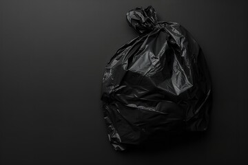 Isolated black rubbish bag with copy space. Generative Ai