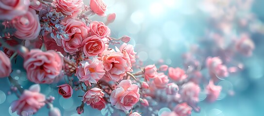 Obraz premium Pink blooming roses in the photo with a blurry background