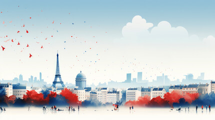 generated illustration of celebrate Bastille Day on July 14, marking France’s National Day