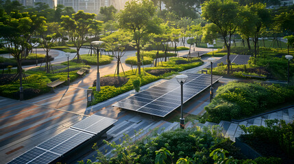 Obraz premium A park with a path and trees