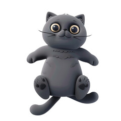 Fototapeta premium Transparent PNG of Gray cat with big eyes sitting on white surface