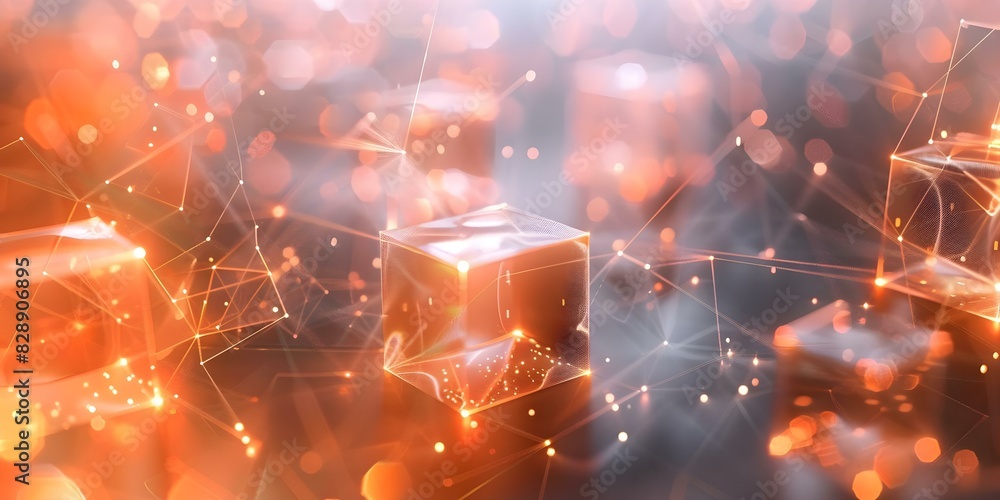 Poster futuristic 3d voxel cubes with pixelated virtual render in a digital world. concept virtual reality,