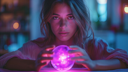 portrait of a Fortune teller and crystal ball