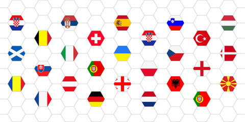 Football banner with flags of participating countries - vector