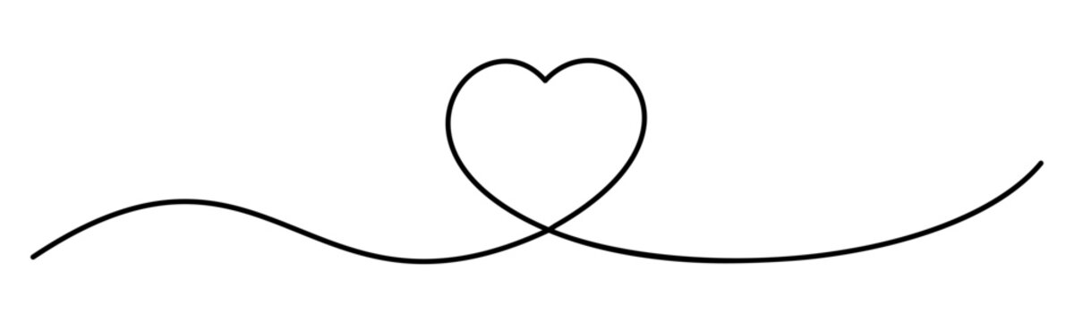 Fototapeta Continuous line and heart shape, love romantic decoration - vector