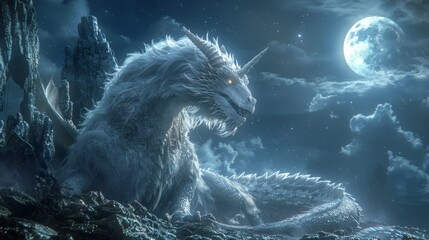 Obraz premium Imagine a high-angle view capturing a group of mythical creatures engaged in a passionate