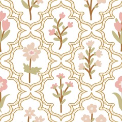 seamless pattern with white flowers	