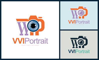 VVIP portrait Eyes Camera photograph studio logo design template for brand or company and other