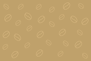 Coffee beans line pattern isolated brown background.