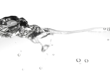 Air bubbles and clear water surface.