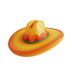 Transparent PNG of Bright yellow hat perched on top of a vivid orange object