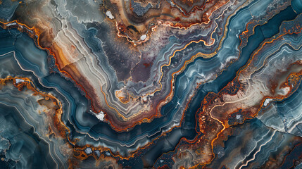 A large, intricate rock formation with a blue and brown color scheme - Powered by Adobe